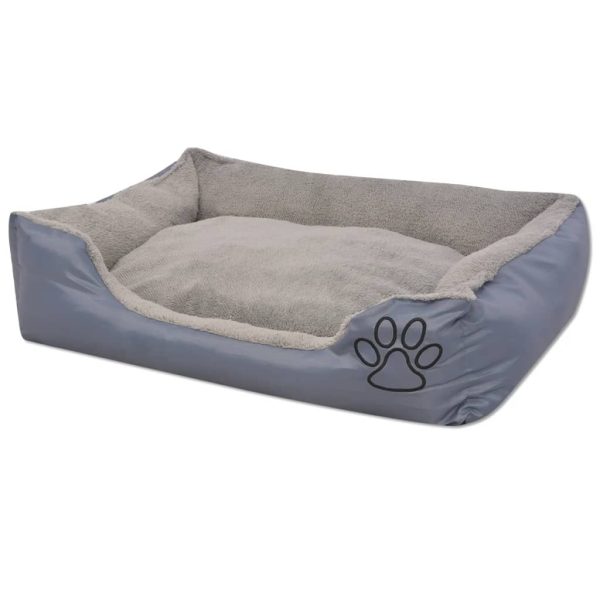 Cama para perros con cojín acolchado talla M gris - Imagen 2