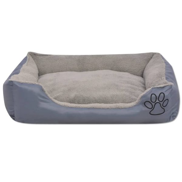 Cama para perros con cojín acolchado talla M gris - Imagen 3