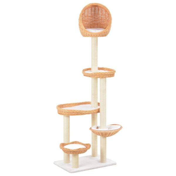 Árbol para gatos con postes rascadores de madera de sauce natural