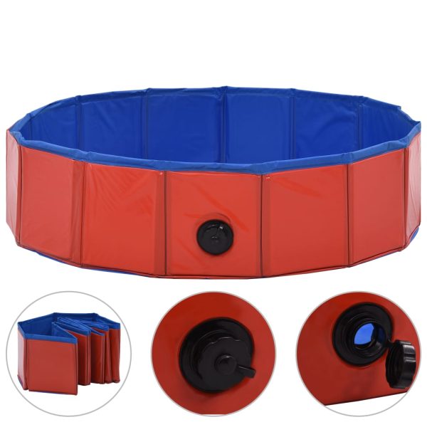 Piscina para perros plegable 80x20 cm PVC rojo - Imagen 2