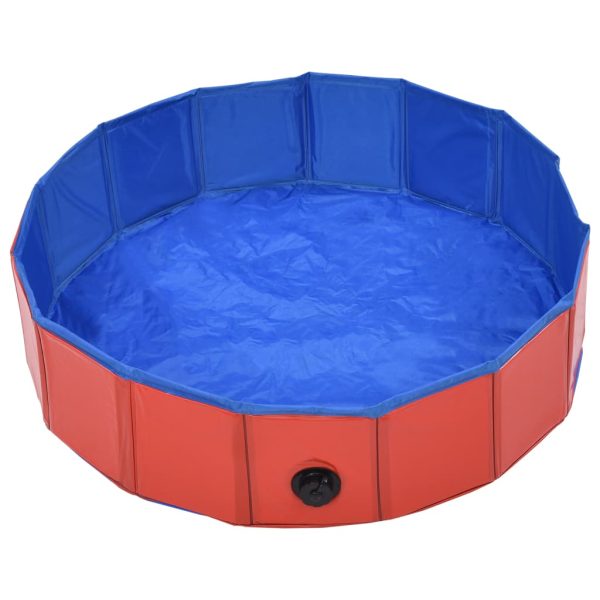 Piscina para perros plegable 80x20 cm PVC rojo - Imagen 3