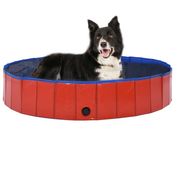 Piscina para perros plegable 160x30 cm PVC rojo