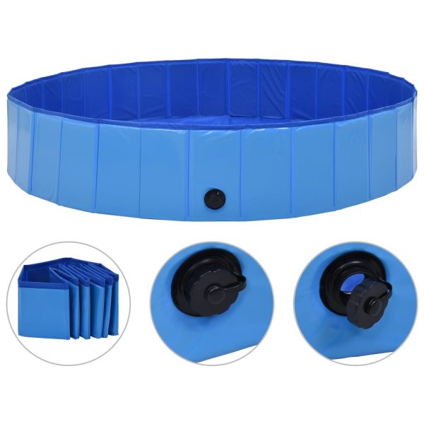 Piscina para perros plegable 160x30 cm PVC azul