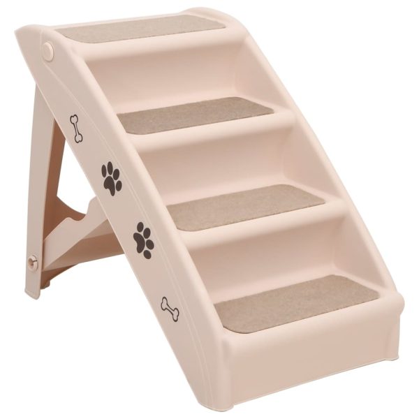 Escalera plegable para perros 62x40x49,5 cm color crema - Imagen 2