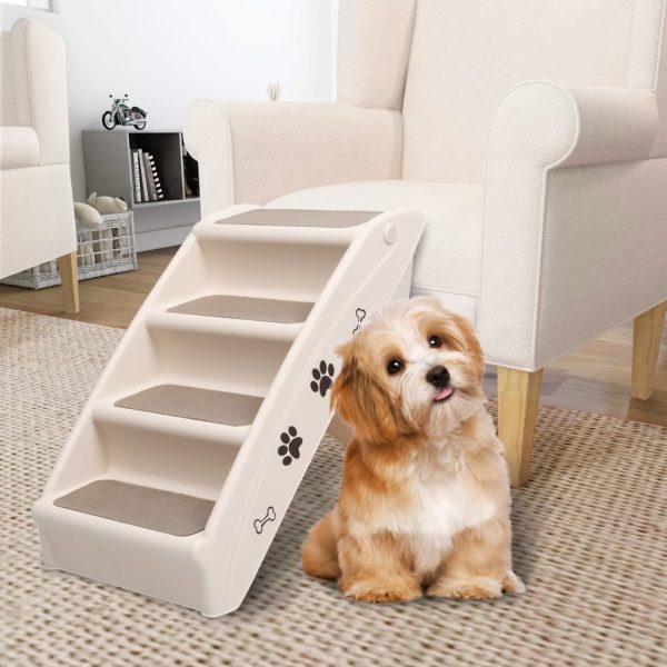 Escalera plegable para perros 62x40x49,5 cm color crema