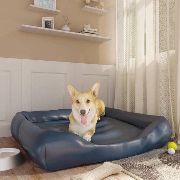 Cama para perros 105x80x25 cm cuero artificial azul oscuro