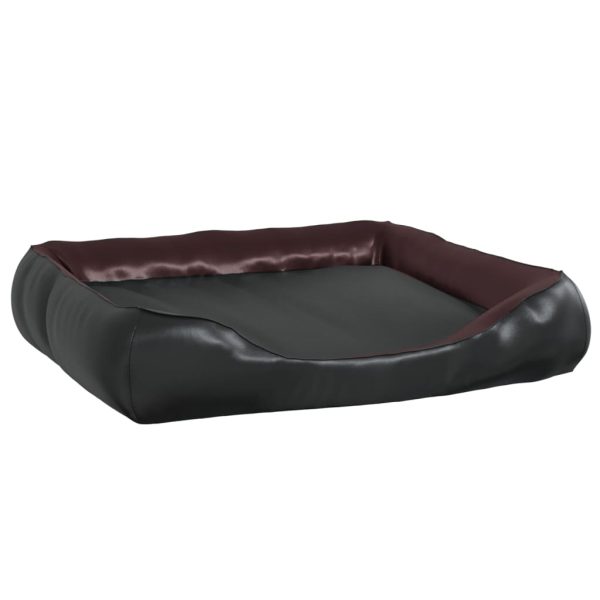 Cama para perros 105x80x25 cm cuero artificial negro y marrón - Imagen 2