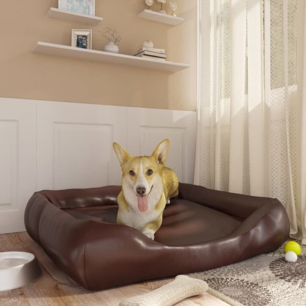 Cama para perros 80x68x23 cm cuero artificial marrón