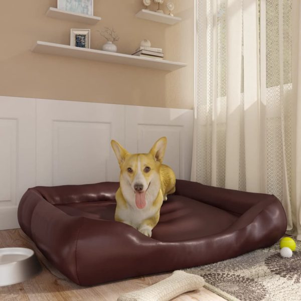 Cama para perros 105x80x25 cm cuero artificial marrón