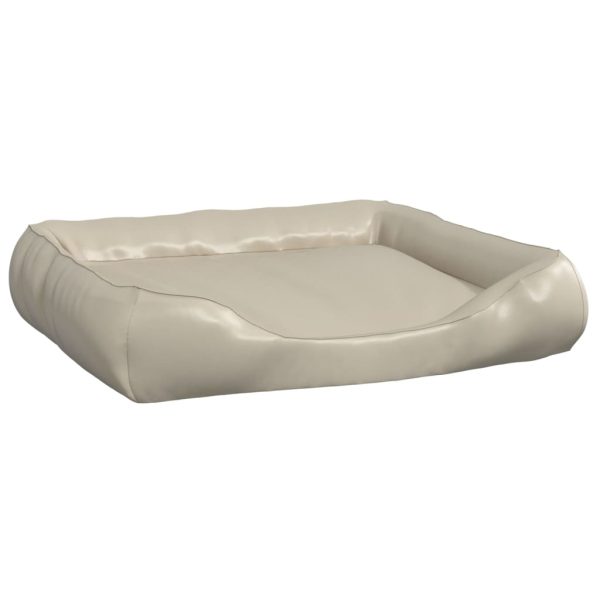 Cama para perros 80x68x23 cm beige cuero artificial - Imagen 2