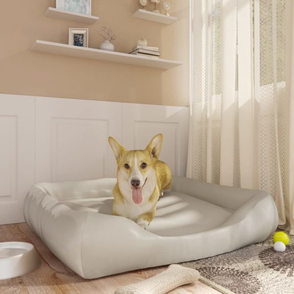 Cama para perros 80x68x23 cm beige cuero artificial