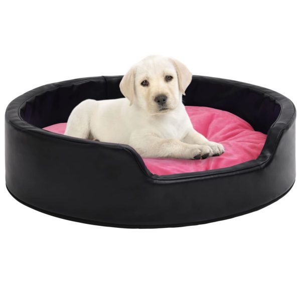 Nido para perros 99x89x21 cm felpa/cuero artificial negro y rosa