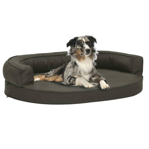 Cama para perros ergonómica 75x53 cm aspecto lino gris oscuro