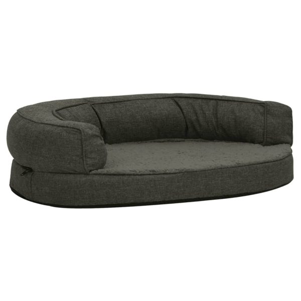 Cama para perros ergonómica. Peluche aspecto lino 75x53 cm gris oscuro - Imagen 2