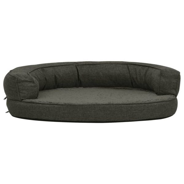 Cama para perros ergonómica. Peluche aspecto lino 75x53 cm gris oscuro - Imagen 3