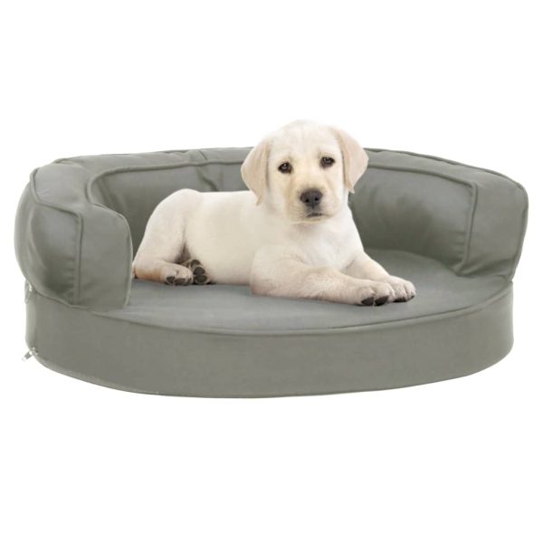 Cama para perros ergonómica 60x42 cm aspecto lino gris