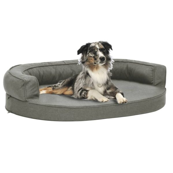 Cama para perros ergonómica 75x53 cm aspecto lino gris