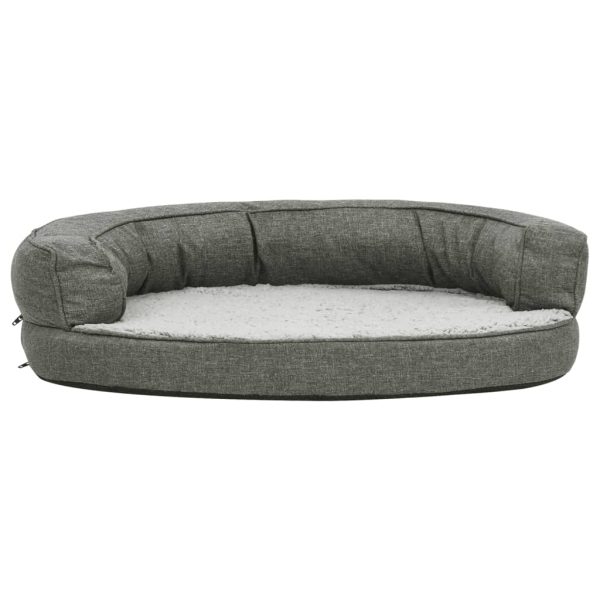 Cama para perros ergonómica 75x53 cm aspecto lino felpa gris - Imagen 2