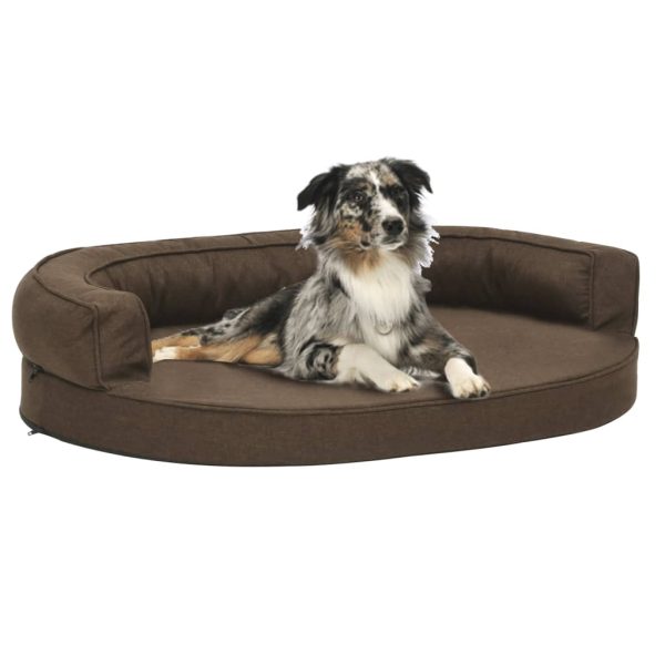 Cama para perros ergonómica 75x53 cm aspecto lino marrón