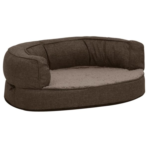 Cama para perros ergonómica 60x42 cm aspecto lino felpa marrón - Imagen 2