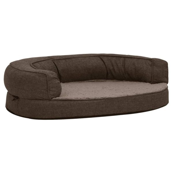 Cama para perros ergonómica 75x53 cm aspecto lino felpa marrón - Imagen 2