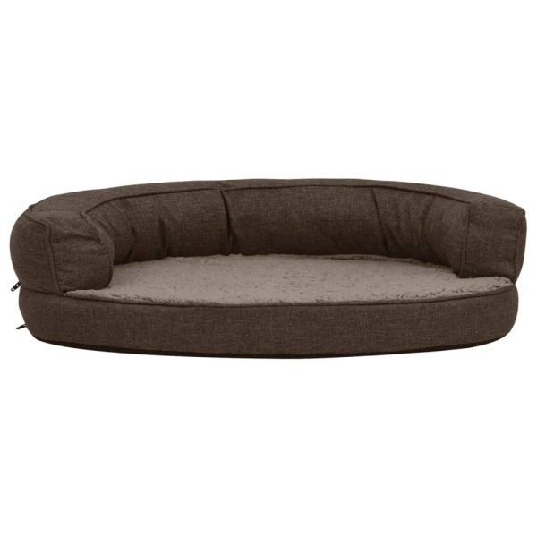 Cama para perros ergonómica 75x53 cm aspecto lino felpa marrón - Imagen 3