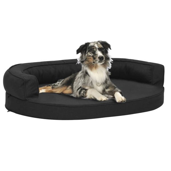 Cama para perros ergonómica 75x53 cm aspecto lino negro