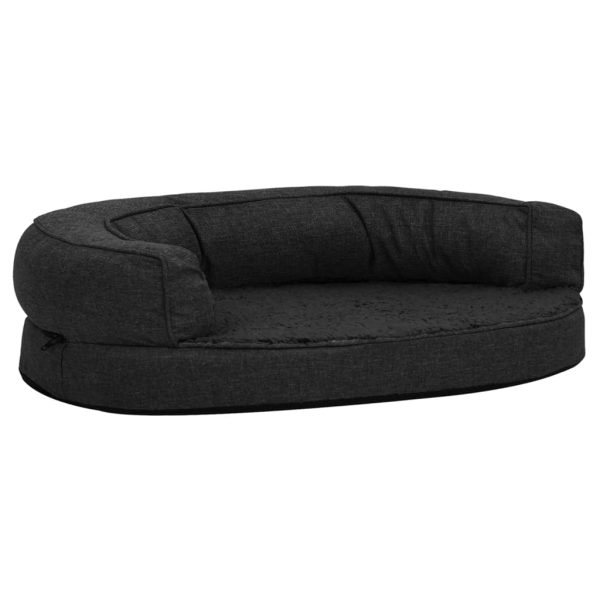 Cama para perros ergonómica 75x53 cm felpa óptica de lino negro - Imagen 2