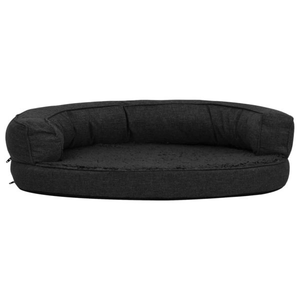 Cama para perros ergonómica 75x53 cm felpa óptica de lino negro - Imagen 3