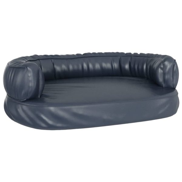 Cama para perros ergonómica de espuma 60x42cm cuero artificial azul - Imagen 2