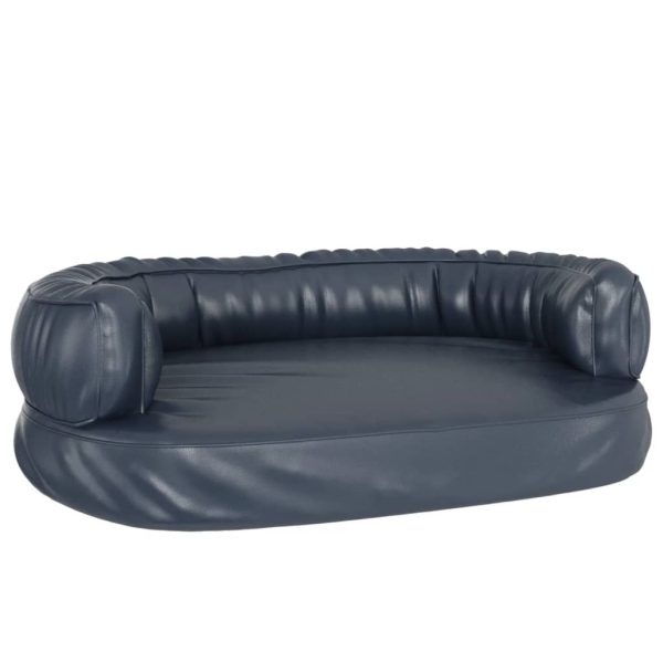 Cama para perros ergonómica de espuma 60x42 cm cuero artificial azul - Imagen 2