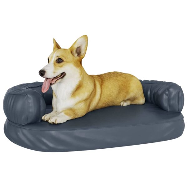 Cama para perros ergonómica de espuma 60x42 cm cuero artificial azul - Imagen 3