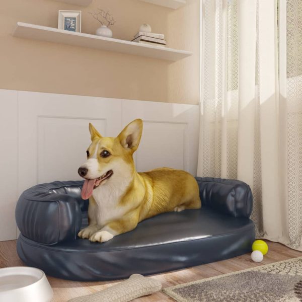 Cama para perros ergonómica de espuma 60x42 cm cuero artificial azul