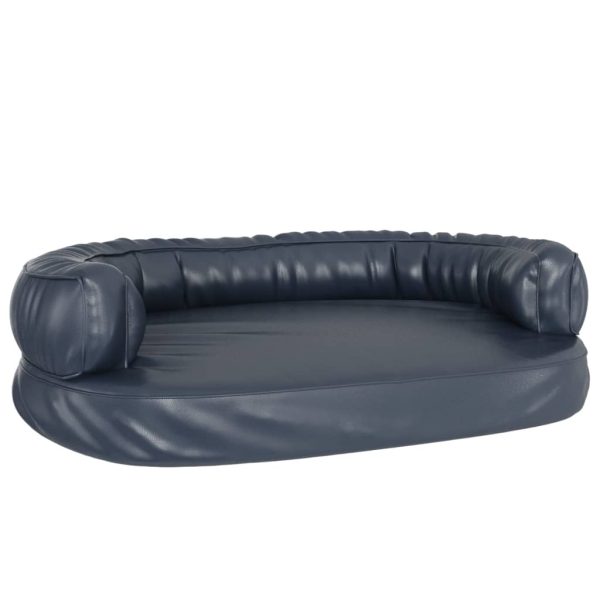 Cama para perros ergonómica de espuma 88x65cm cuero artificial azul - Imagen 2