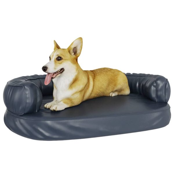 Cama para perros ergonómica de espuma 88x65cm cuero artificial azul - Imagen 3