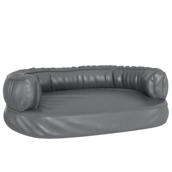 Cama para perros ergonómica de espuma 60x42 cm cuero artificial gris - Imagen 2