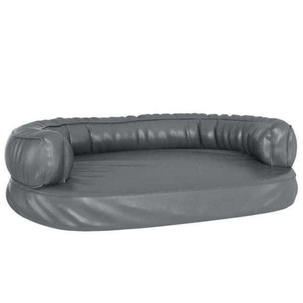 Cama para perros ergonómica de espuma 75x53 cm cuero artificial gris - Imagen 2