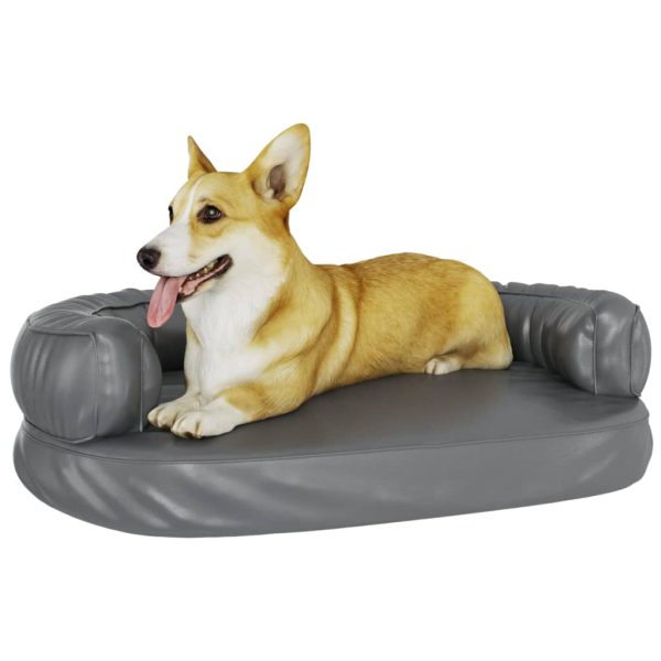 Cama para perros ergonómica de espuma 75x53 cm cuero artificial gris - Imagen 3