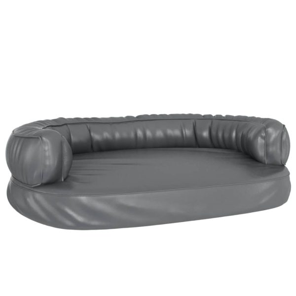 Cama para perros ergonómica de espuma 88x65 cm cuero artificial gris - Imagen 2