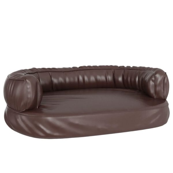 Cama para perros ergonómica de espuma de 60x42cm de polipiel. marrón - Imagen 2