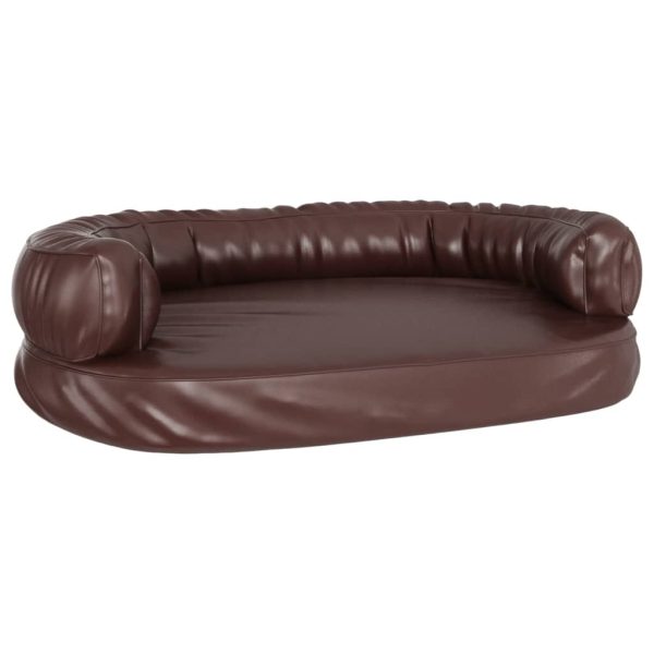 Cama para perros ergonómica de espuma de 75x53 cm de polipiel. marrón - Imagen 2