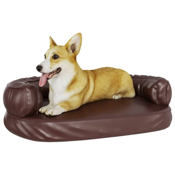 Cama para perros ergonómica de espuma de 75x53 cm de polipiel. marrón - Imagen 3