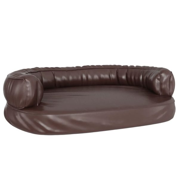 Cama para perros ergonómica de espuma de 88x65 cm de polipiel. marrón - Imagen 2