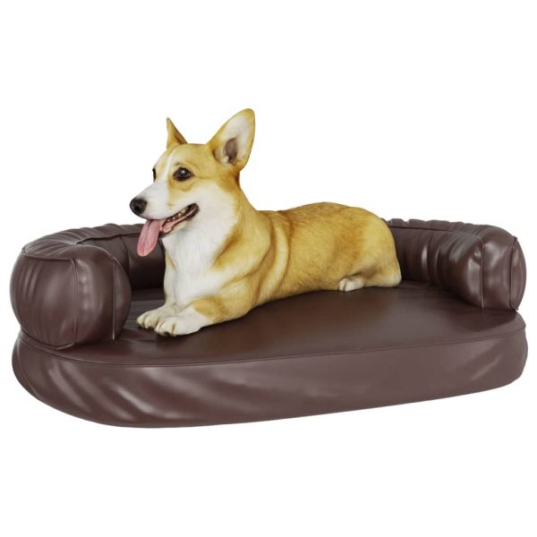 Cama para perros ergonómica de espuma de 88x65 cm de polipiel. marrón - Imagen 3