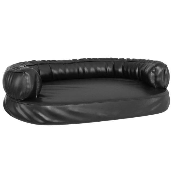 Cama para perros ergonómica de espuma 75x53 cm cuero artificial negro - Imagen 2