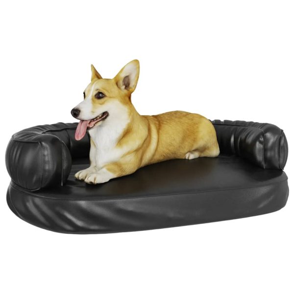 Cama para perros ergonómica de espuma 88x65 cm cuero artificial negro - Imagen 3