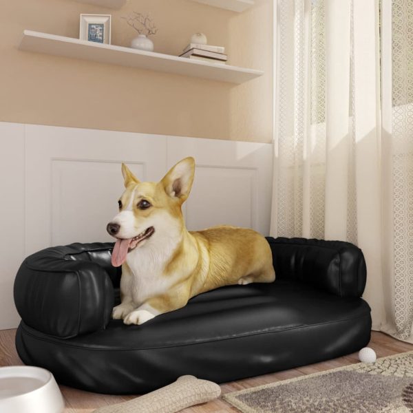 Cama para perros ergonómica de espuma 88x65 cm cuero artificial negro