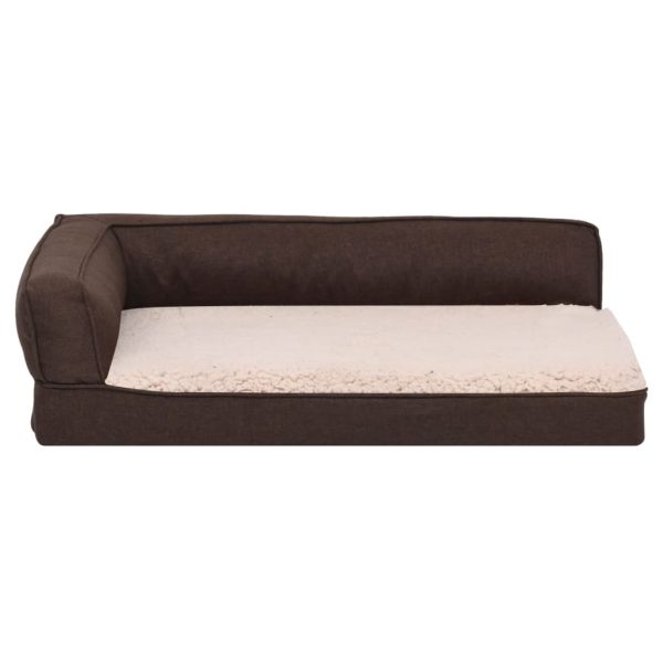 Cama para perros ergonómica 60x42 cm aspecto lino felpa marrón - Imagen 3