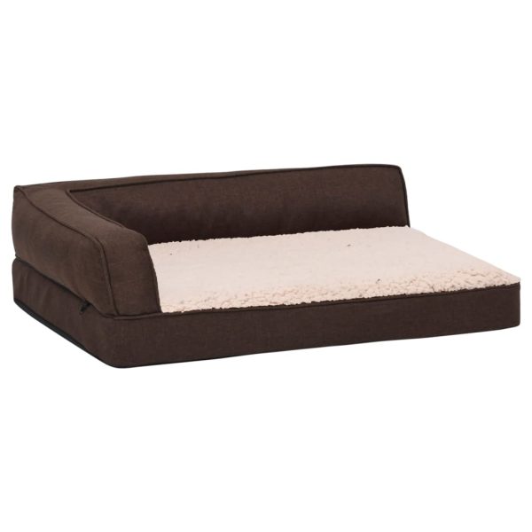 Cama para perros ergonómica 75x53 cm aspecto lino felpa marrón - Imagen 2