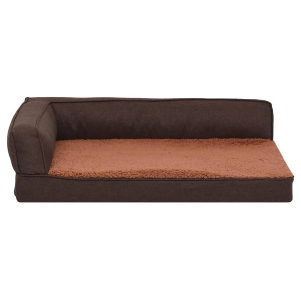 Cama para perros ergonómica 60x42 cm aspecto lino felpa marrón - Imagen 3